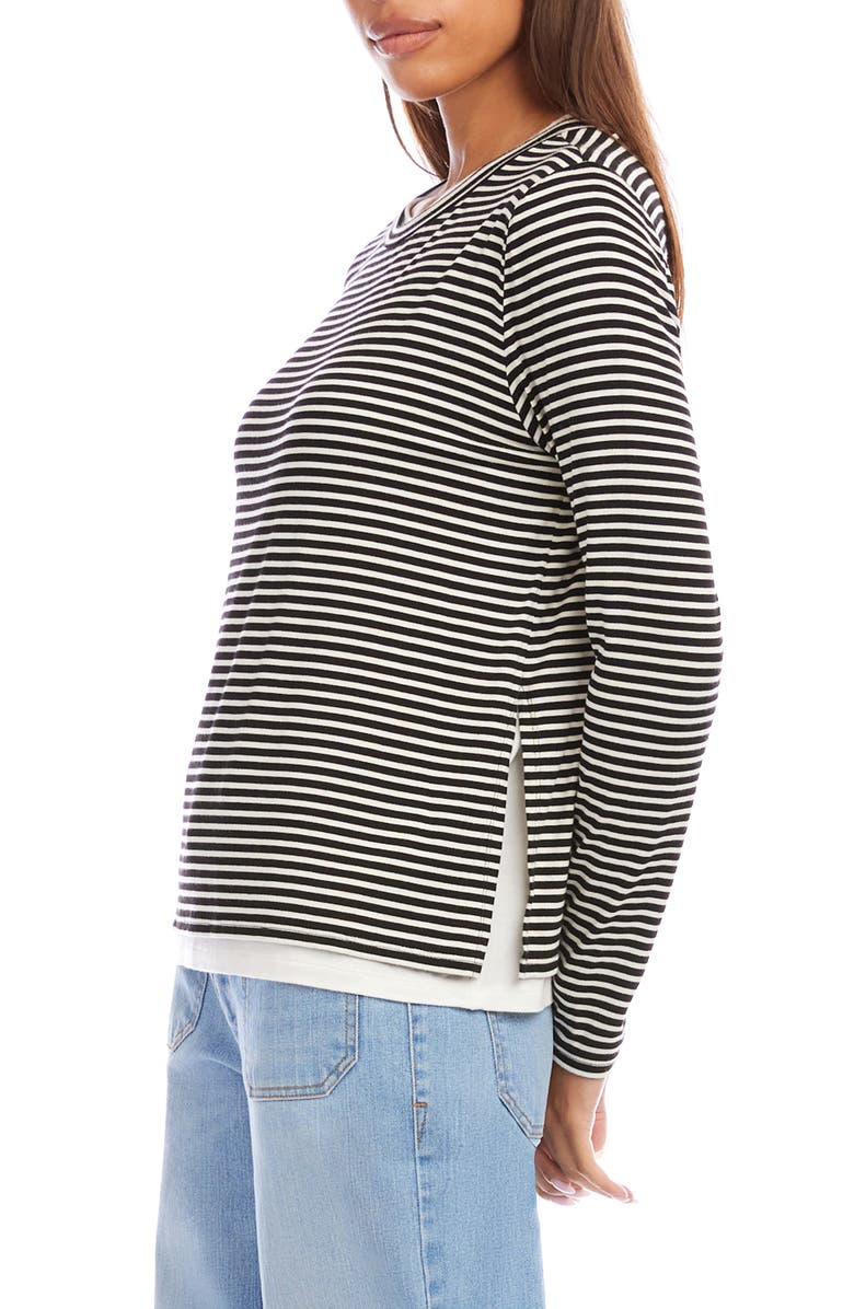 Karen Kane Stripe Layered Side Slit Top, Alternate, color, Black/ White