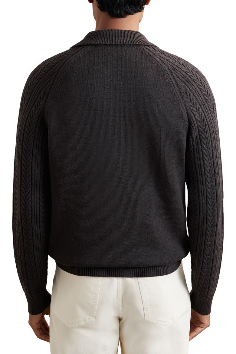Evesham Cable Stitch Polo Sweater, Alternate, color, CHOCOLATE BROWN