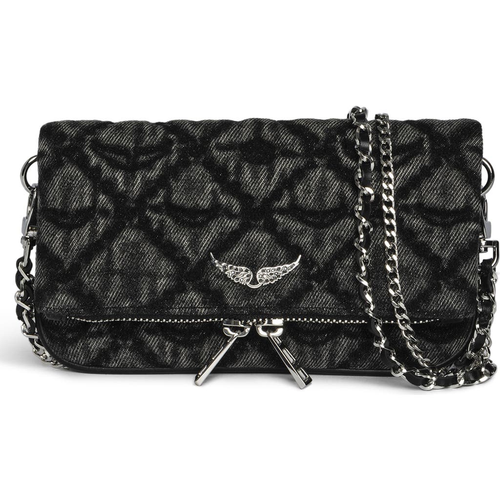 Zadig & Voltaire Rock Denim Monogram Crossbody Bag In Black