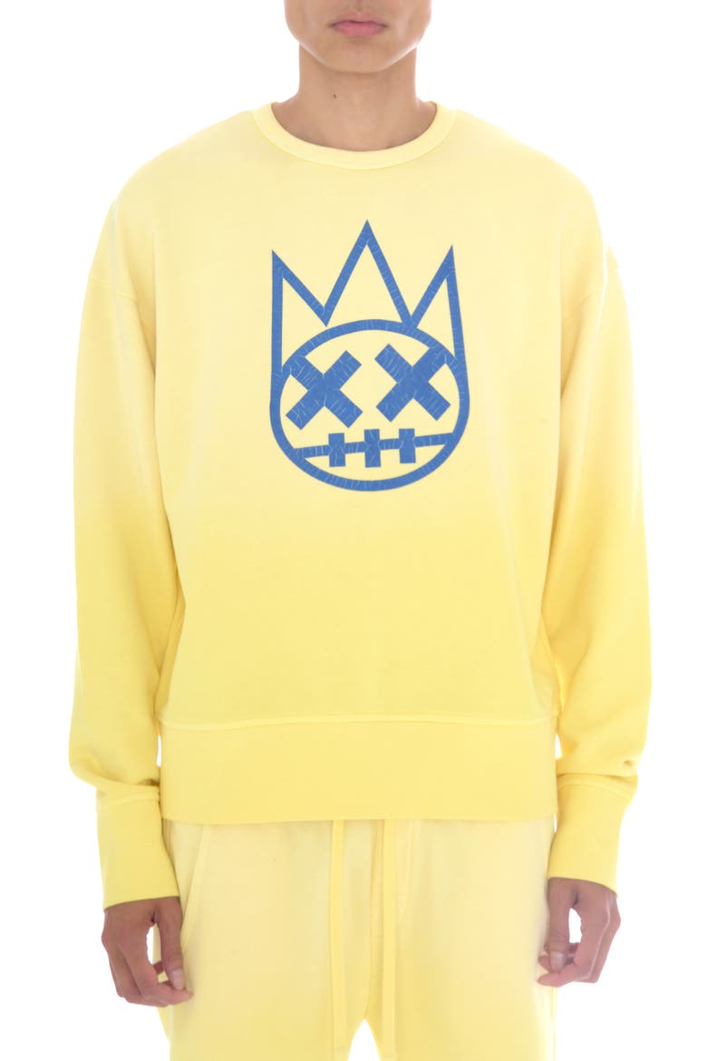 Shimuchan Flocked Logo Graphic Sweatshirt, Main, color, VINTAGE YELLOW