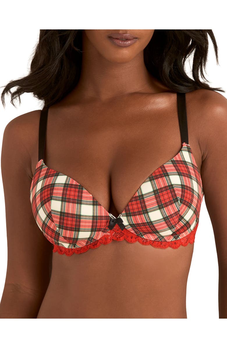 Adore Me Shea Push Up Plunge Bra, Main, color, Plaid Beige