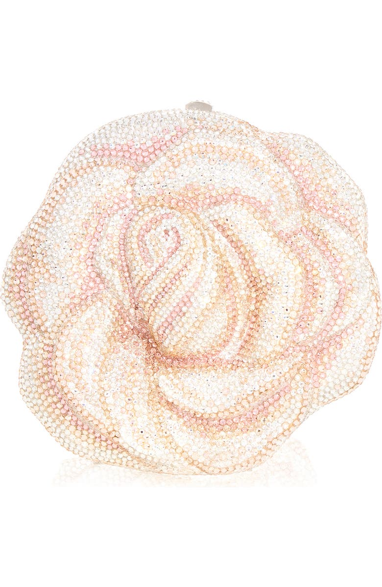 JUDITH LEIBER COUTURE Rose Crystal Embellished Clutch, Main, color, Silver Blush Multi
