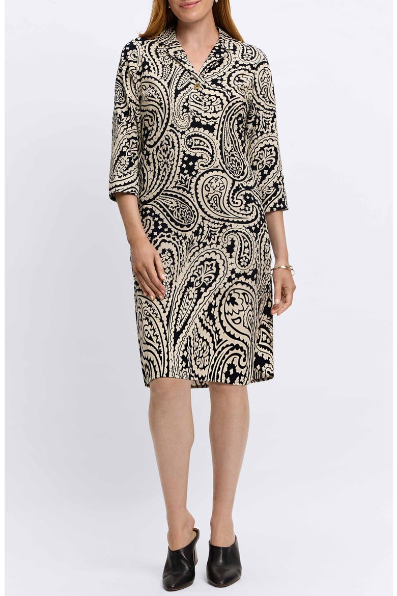 Sloane Paisley Shirtdress, Main, color, BLACK/WHITE