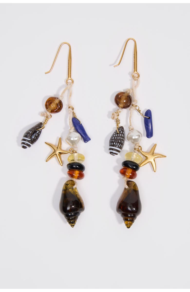 Bimba y Lola Amber Starfish And Seashell Earrings, Main, color, Amber