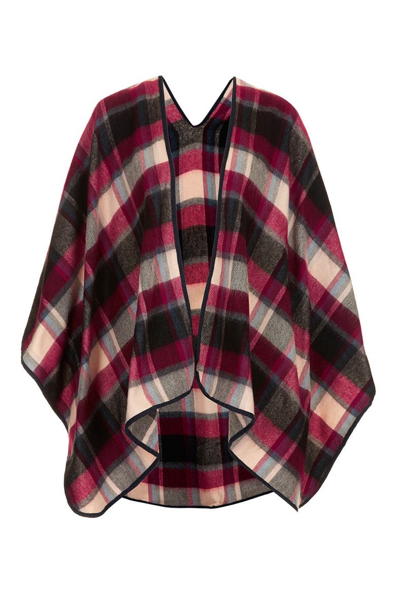 Check Print Cape, Main, color, RED MULTI