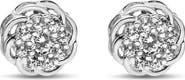 Haus of Brilliance Silver 1/2 Cttw Round Diamond Cluster Openwork Floral Halo Stud Earrings