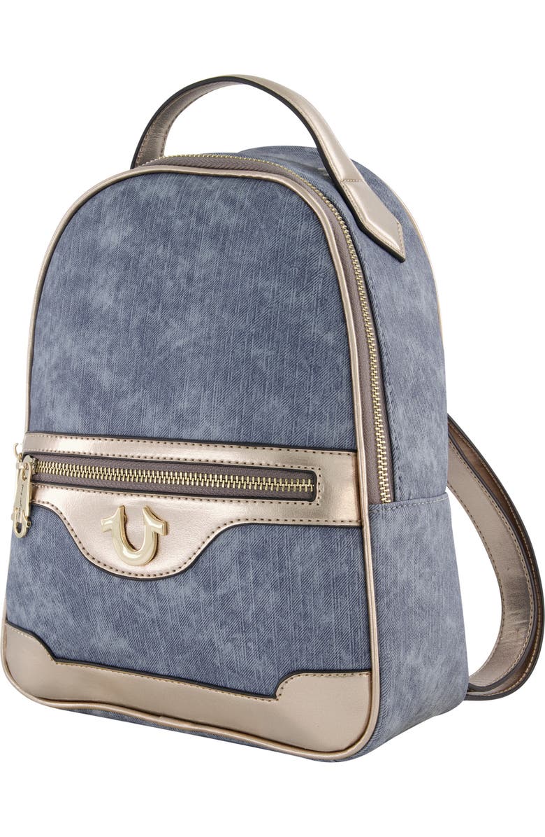 True Religion Denim & Metallic Trim Mini Backpack, Alternate, color,