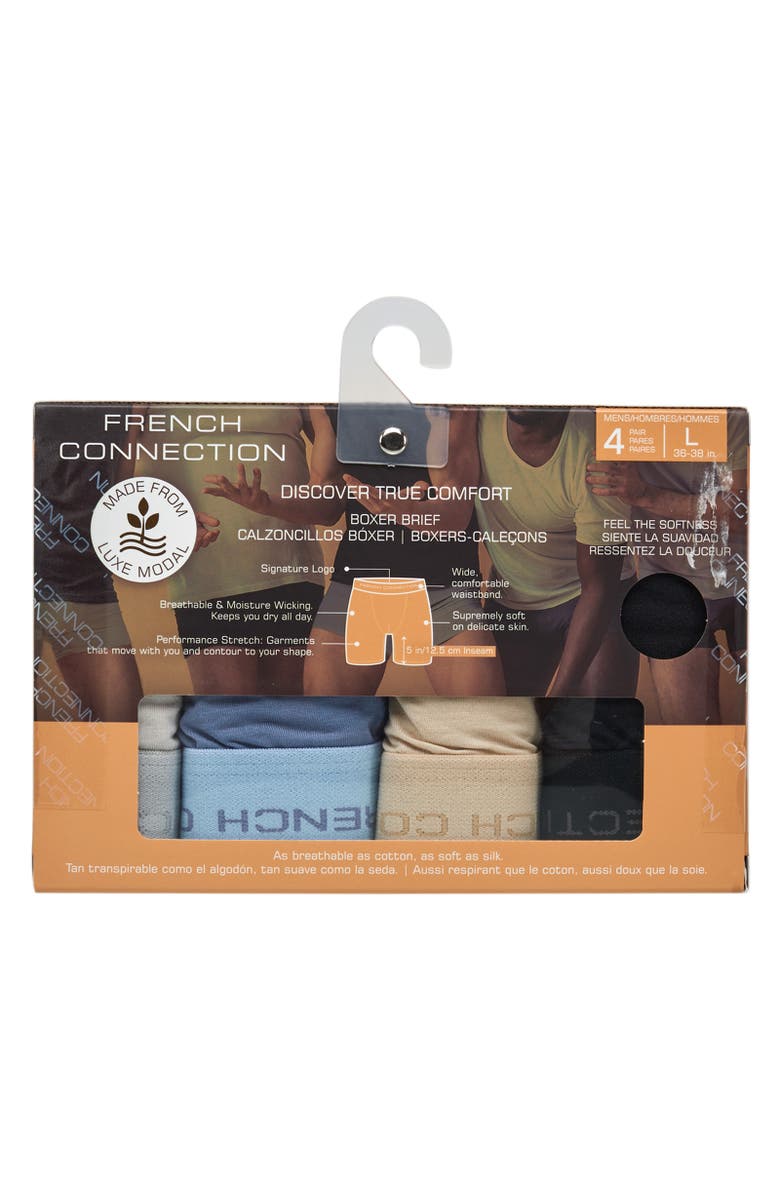 French Connection 4-Pack Modal Boxer Brief, Alternate, color, Blue Multi