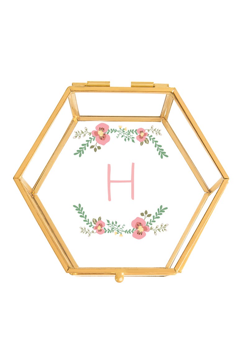 Floral Monogram Keepsake Box, Main, color, GOLD - H