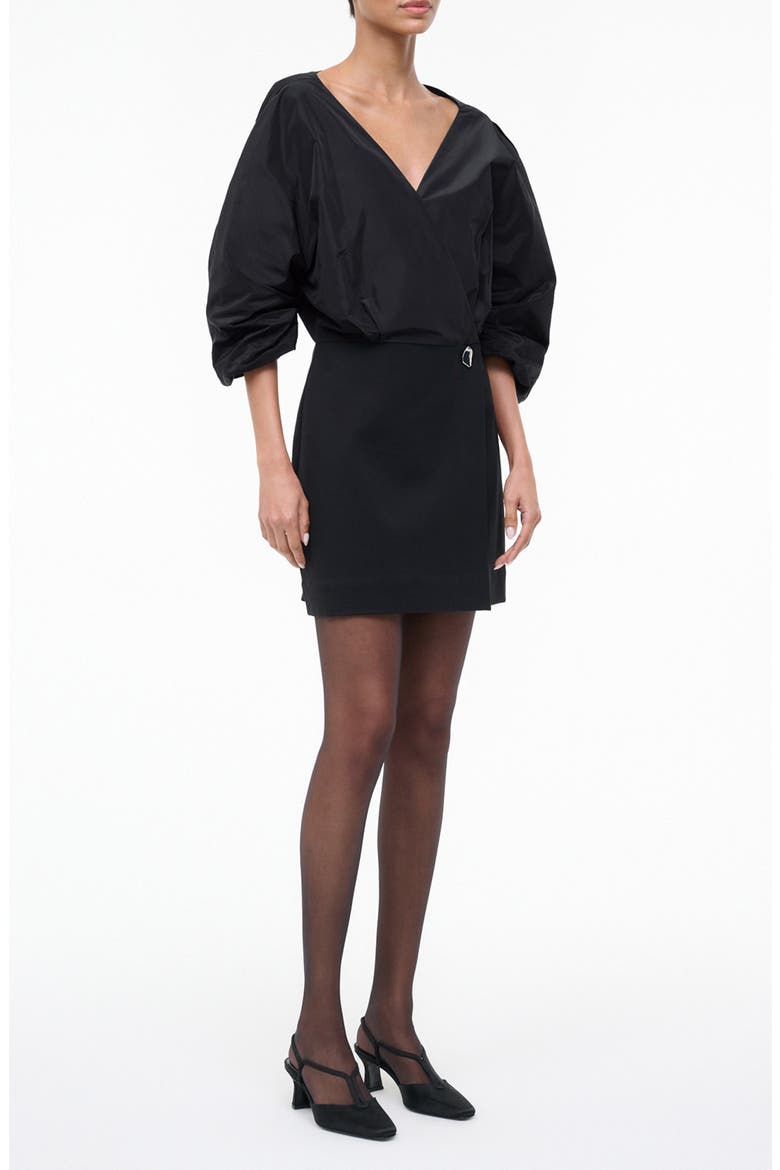 Orion Mixed Media Minidress, Alternate, color, BLACK
