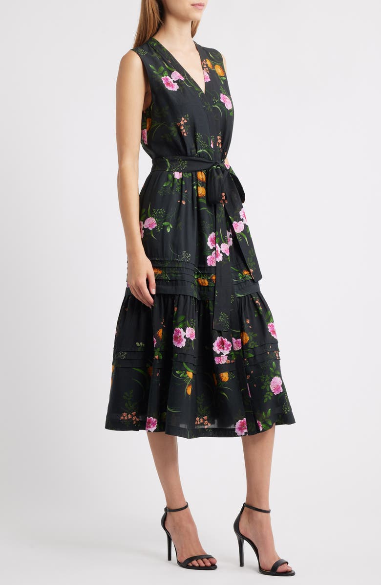 KOBI HALPERIN Violet Sleeveless Tiered Midi Dress, Alternate, color, Black Multi