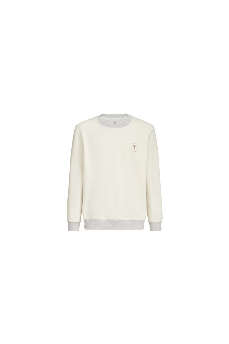 Cotton French terry sweatshirt with embroidery, Alternate, color, Off-White