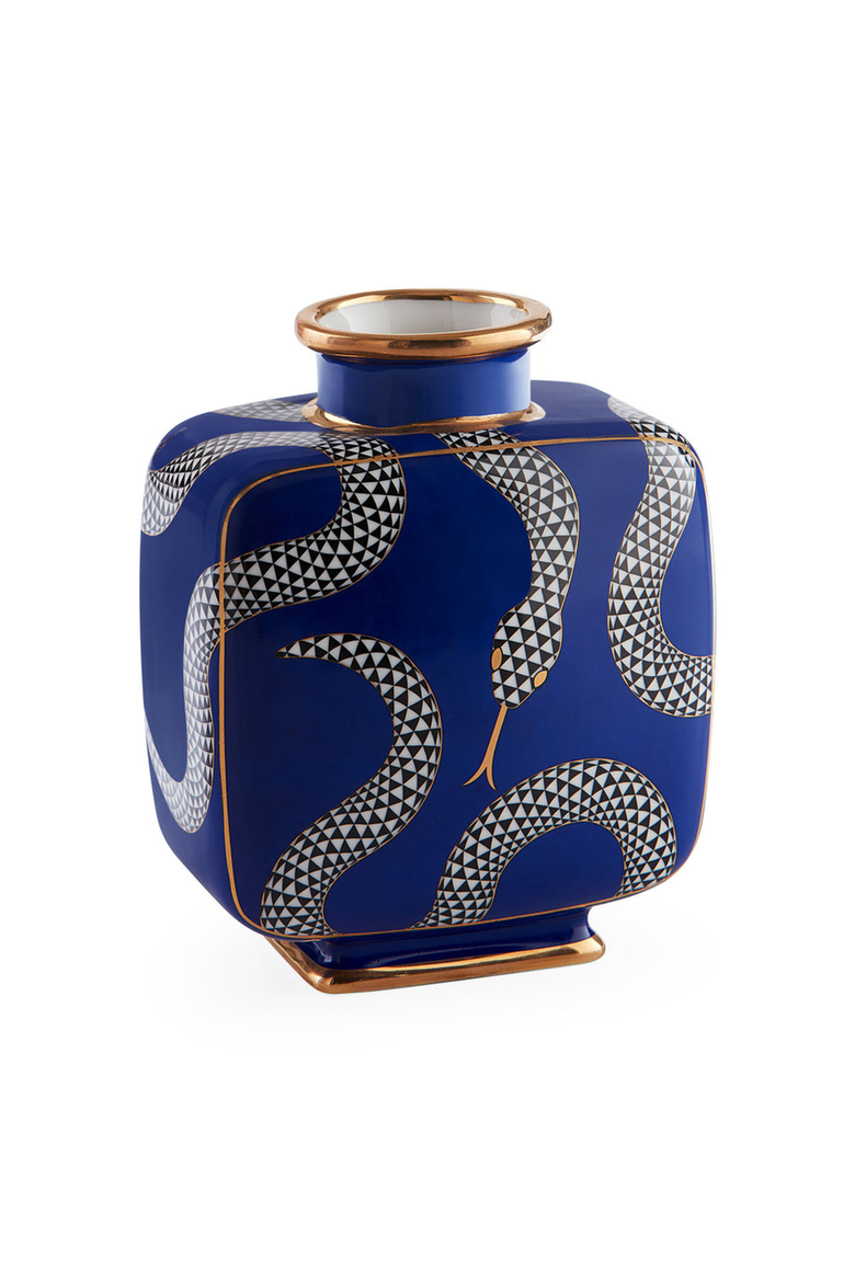Eden Square Vase, Alternate, color, Blue / Gold