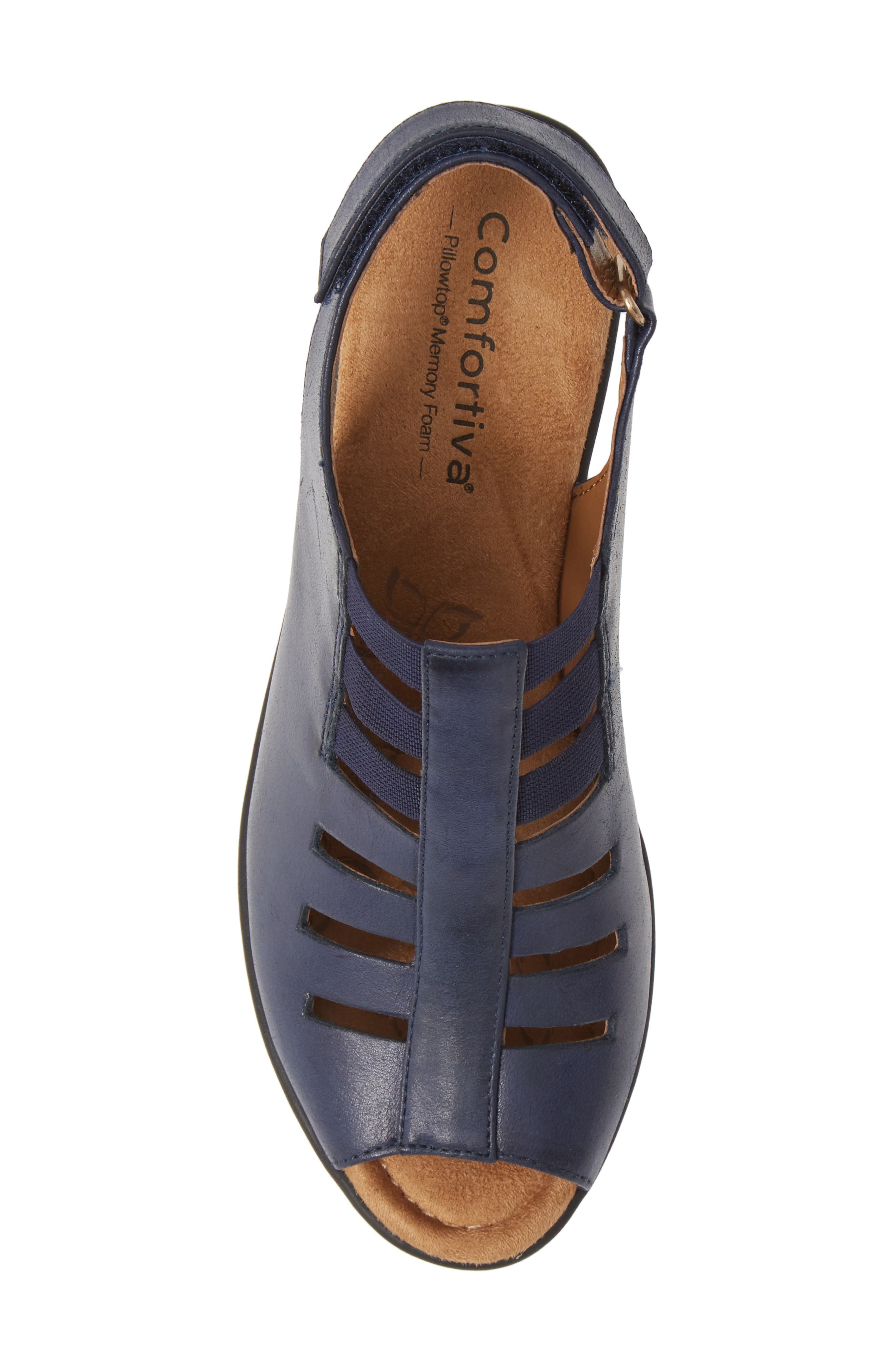 Faye Sandal, Alternate, color, PEACOAT NAVY LEATHER