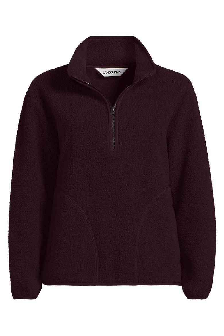 Plus Size Print Half Zip Cozy High Pile Fleece Pullover, Alternate, color, Lush Burgundy