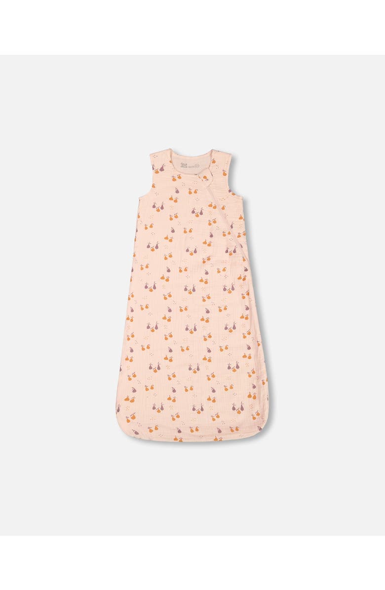Deux par Deux Baby Girl's Printed Muslin Sleep Sack Peach With Pears, Main, color,