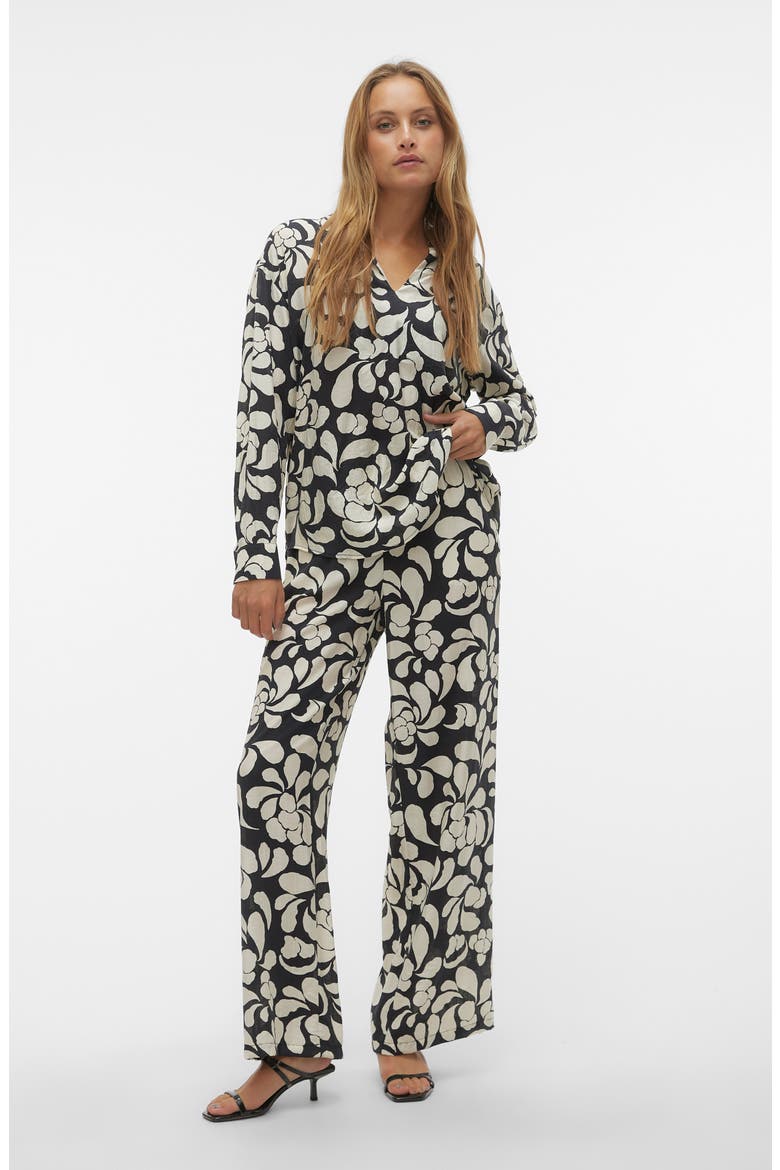 Gaja Print Wide Leg Pants, Alternate, color, BLACK AOP GAJA