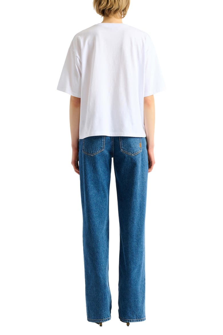 Printed Balmain Flower T-shirt, Alternate, color, white