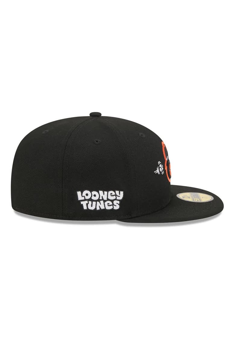 Men's New Era Black Baltimore Orioles Looney Tunes Bugs Bunny 59FIFTY Fitted Hat, Alternate, color, Black
