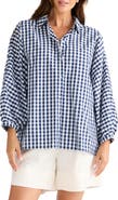 Brave+True Monty Gingham Balloon Sleeve Button-Up Shirt