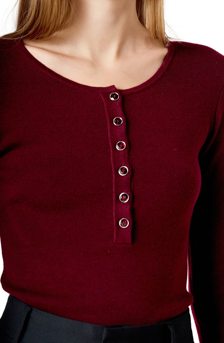 Endless Rose Shoulder Pad Rib Knit Top, Alternate, color, Maroon