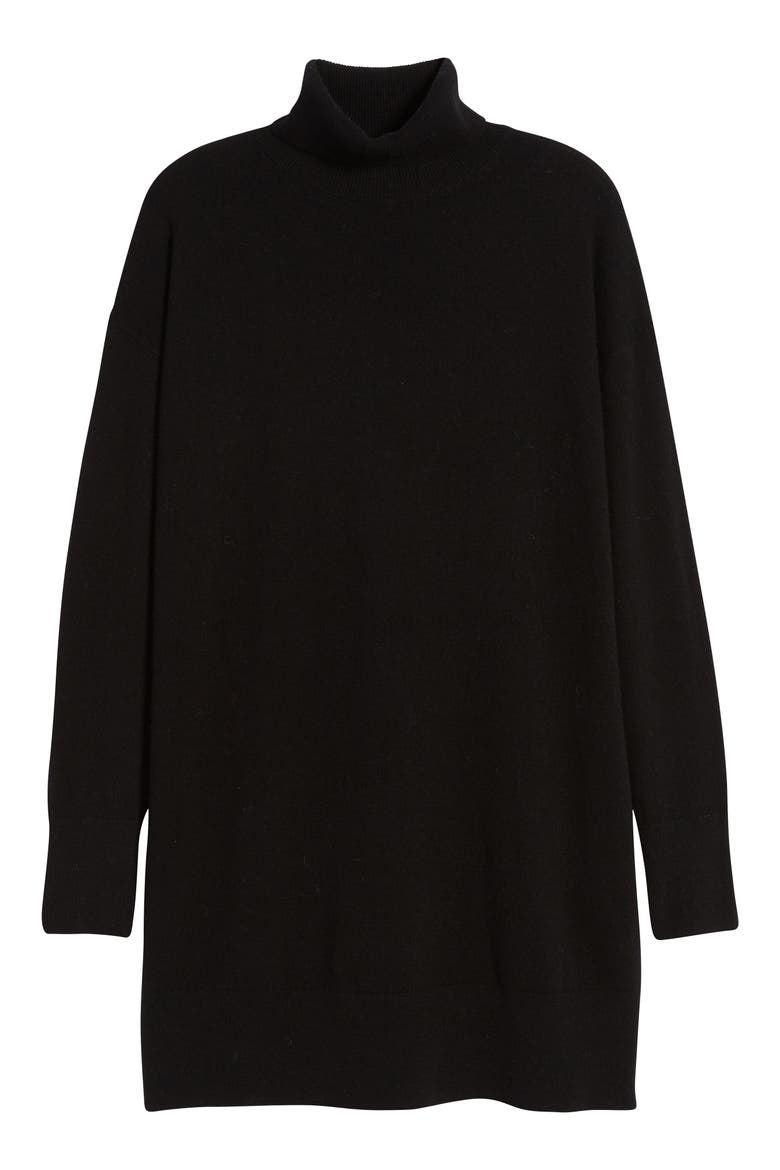 The Cashmere Turtleneck Sweater Dress, Main, color, BLACK