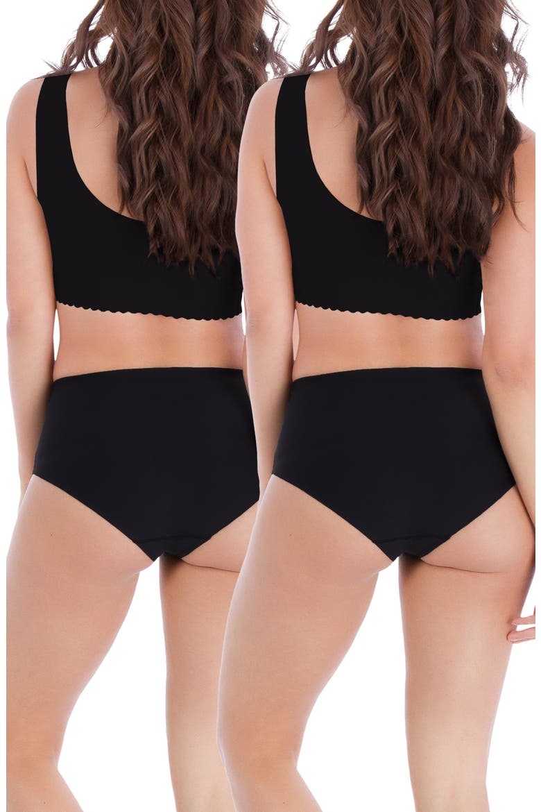 Mother Tucker® 2-Pack Leak-Resistant Smoothing Panties, Alternate, color, BLACK