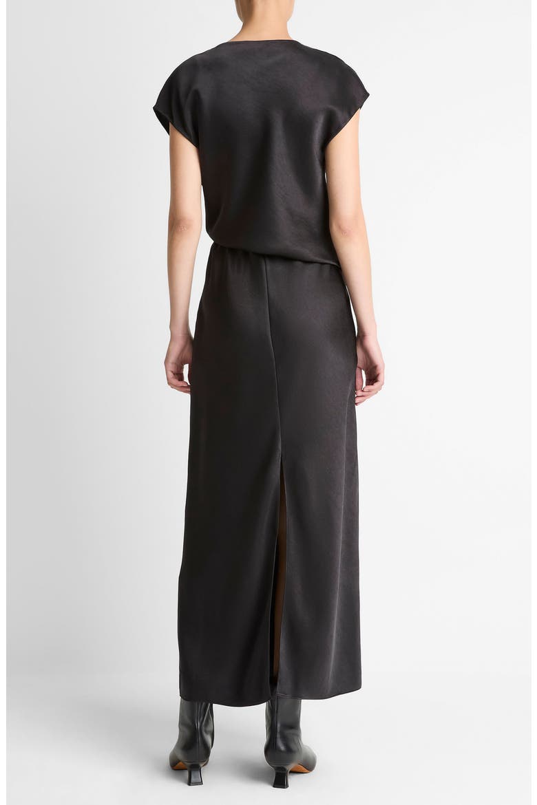 Draped Cowl Neck Cap Sleeve Midi Dress, Alternate, color, BLACK