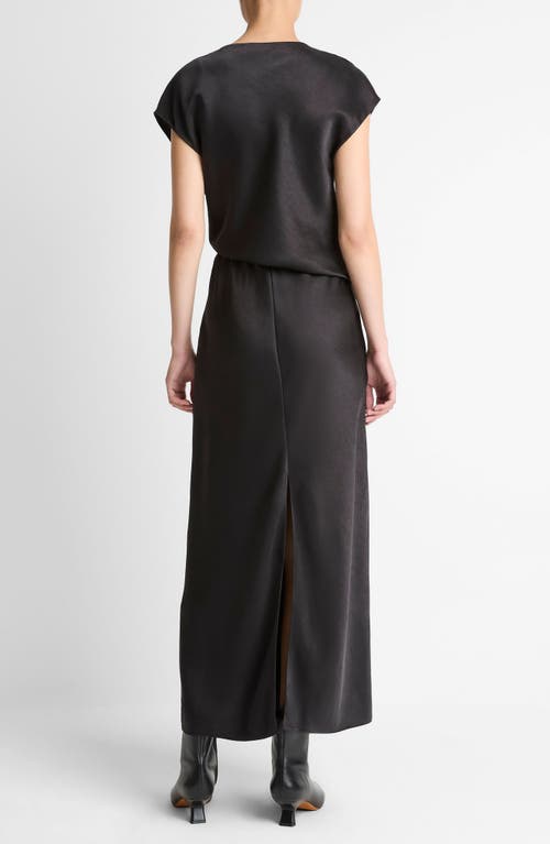 Vince Draped Cowl Neck Cap Sleeve Midi Dress In Black