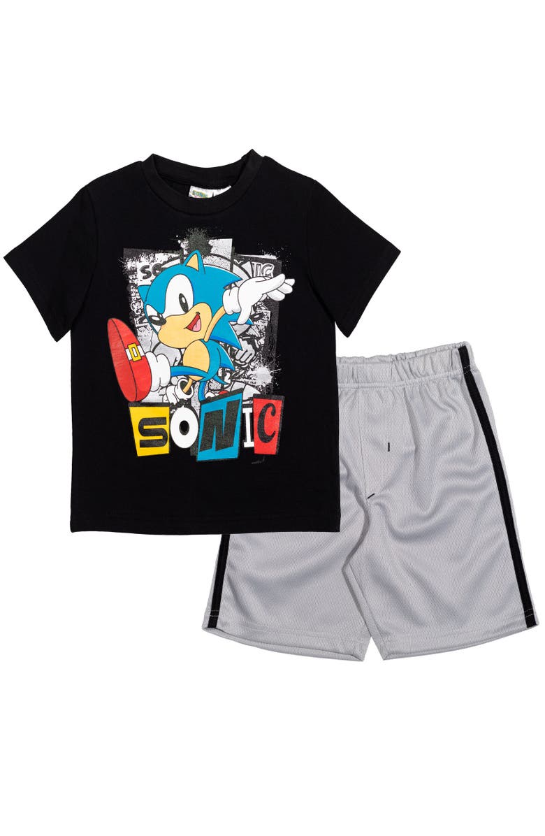 SEGA T-Shirt & Mesh Shorts Set, Main, color, Black / Gray
