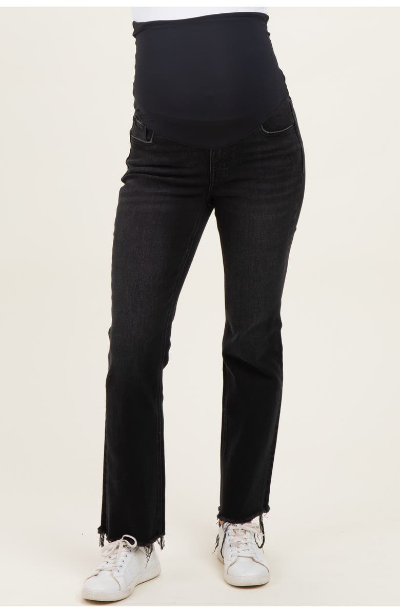 PinkBlush Vintage Wash Frayed Hem Kick Flare Maternity Jeans, Alternate, color, Black