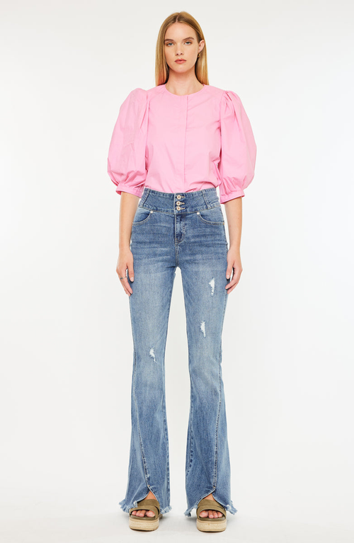 Kancan Miranda Ultra High Rise Flare Jeans In Blue