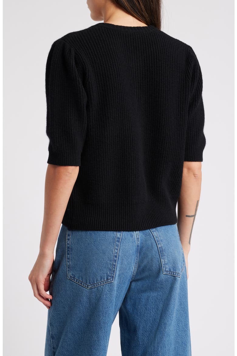 Shrunken Rib Wool & Cashmere Cardigan, Alternate, color, BLACK