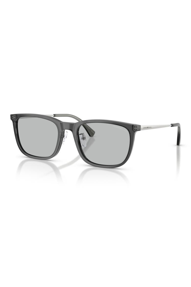 56mm Square Sunglasses, Alternate, color, SHINY TRANSPARENT GREY / LIGHT