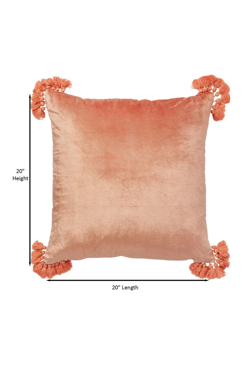 Raj Velvet Tassel Throw Pillow, Alternate, color, TERRACOTTA