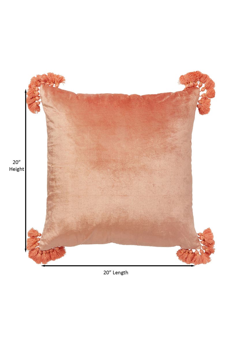 ROSELLI TRADING COMPANY Raj Velvet Tassel Throw Pillow, Alternate, color, Terracotta