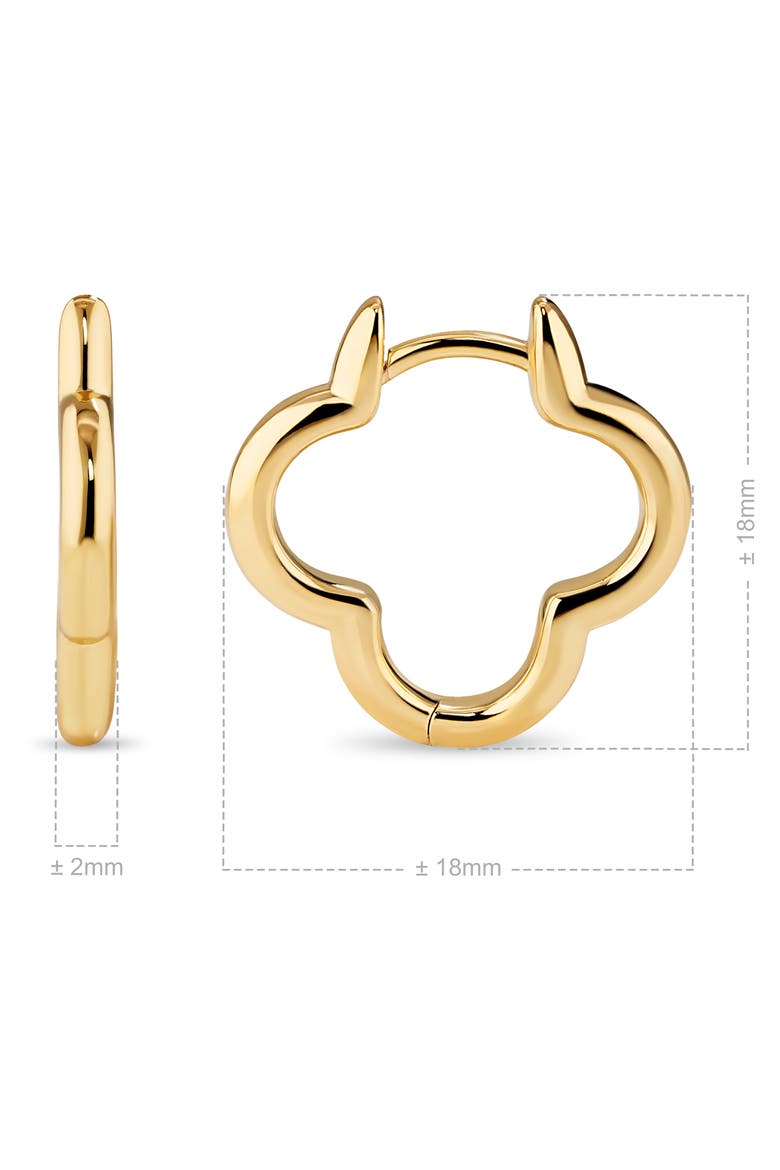 Clover Hoop Earrings in Gold Plated Sterling Silver, 18mm, Alternate, color, Yellow Gold