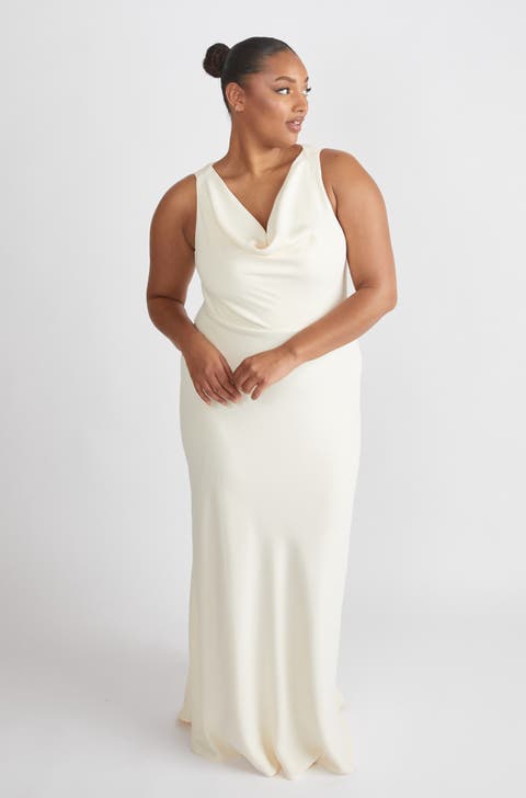 Cowl Front Crepe Bridesmaid Dress