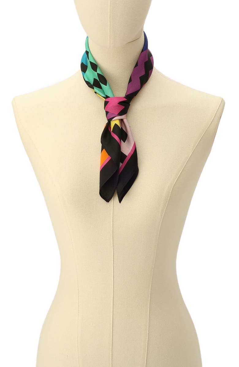 Kurt Geiger London Rainbow Silk Square Bandana, Alternate, color,