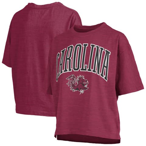 Women's Pressbox Garnet South Carolina Gamecocks Nelson Arch Over Logo Waist Length Oversized Slub T-Shirt
