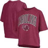 PRESSBOX Women's Pressbox Garnet South Carolina Gamecocks Nelson Arch Over Logo Waist Length Oversized Slub T-Shirt