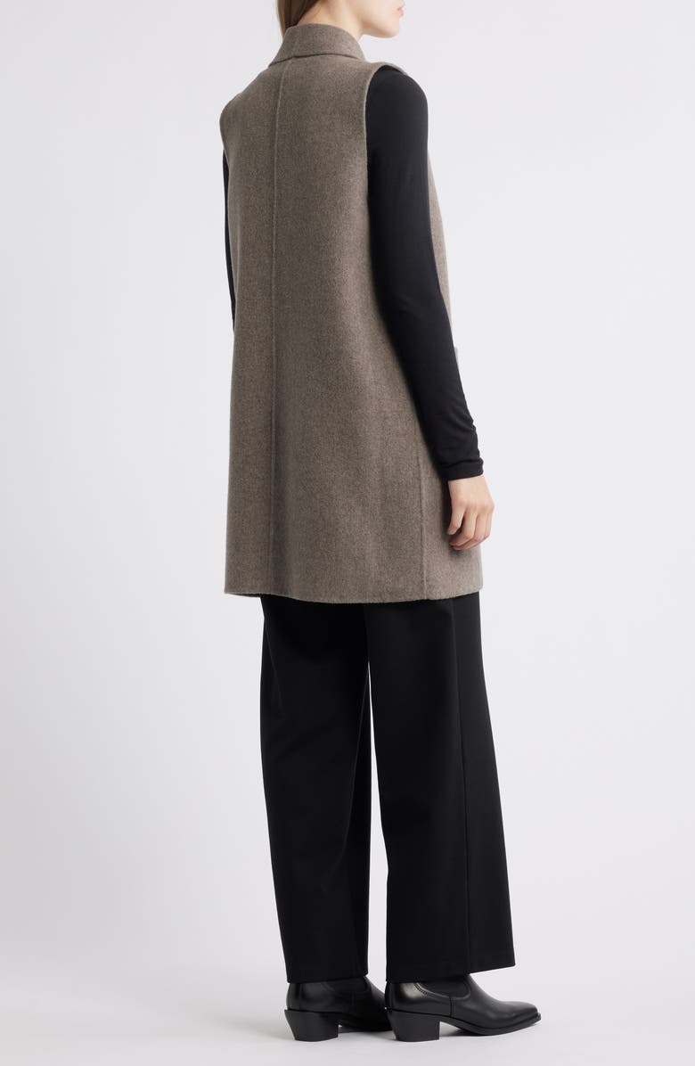 Eileen Fisher Shawl Collar Double Woven Wool Longline Vest, Alternate, color, Taupe