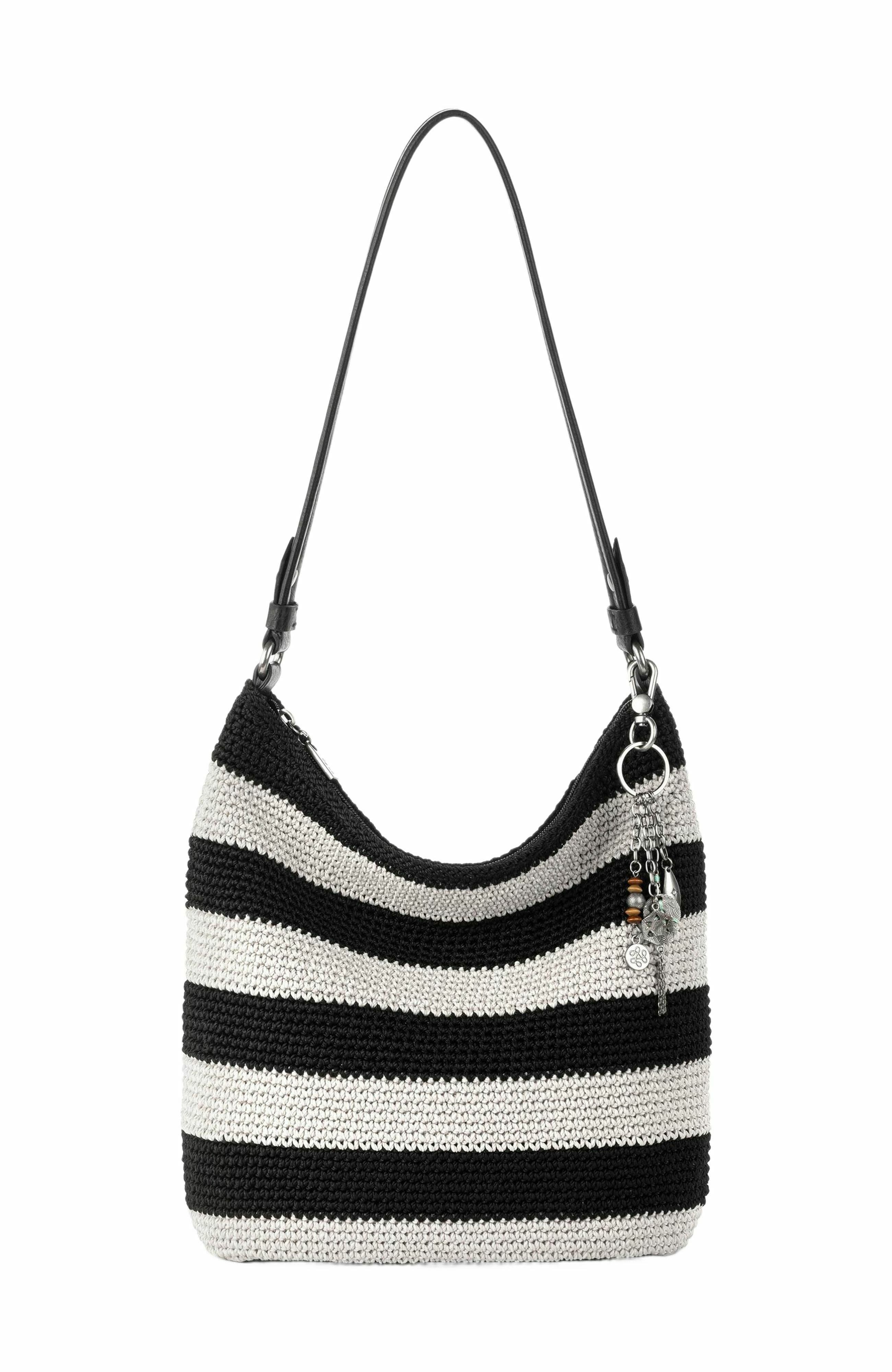 The Sak Sequoia Hobo Leather Bag, Main, color, Black Stripe