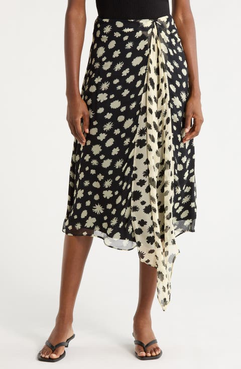 Sonoma Print Drape Chiffon Midi Skirt