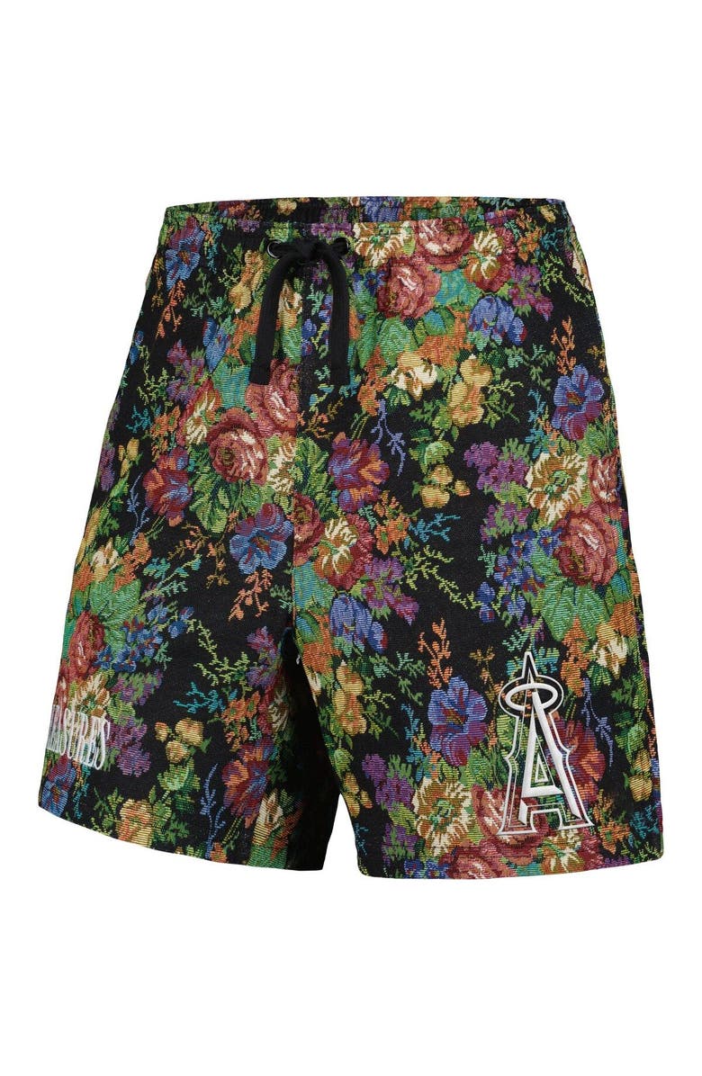 PLEASURES Men's PLEASURES  Black Los Angeles Angels Floral Shorts, Alternate, color, Black