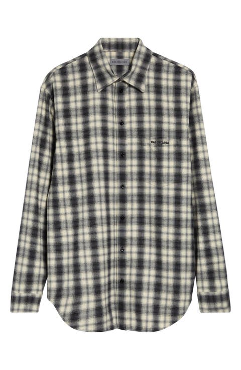 Regular Fit Check Cotton Flannel Button-Up Shirt