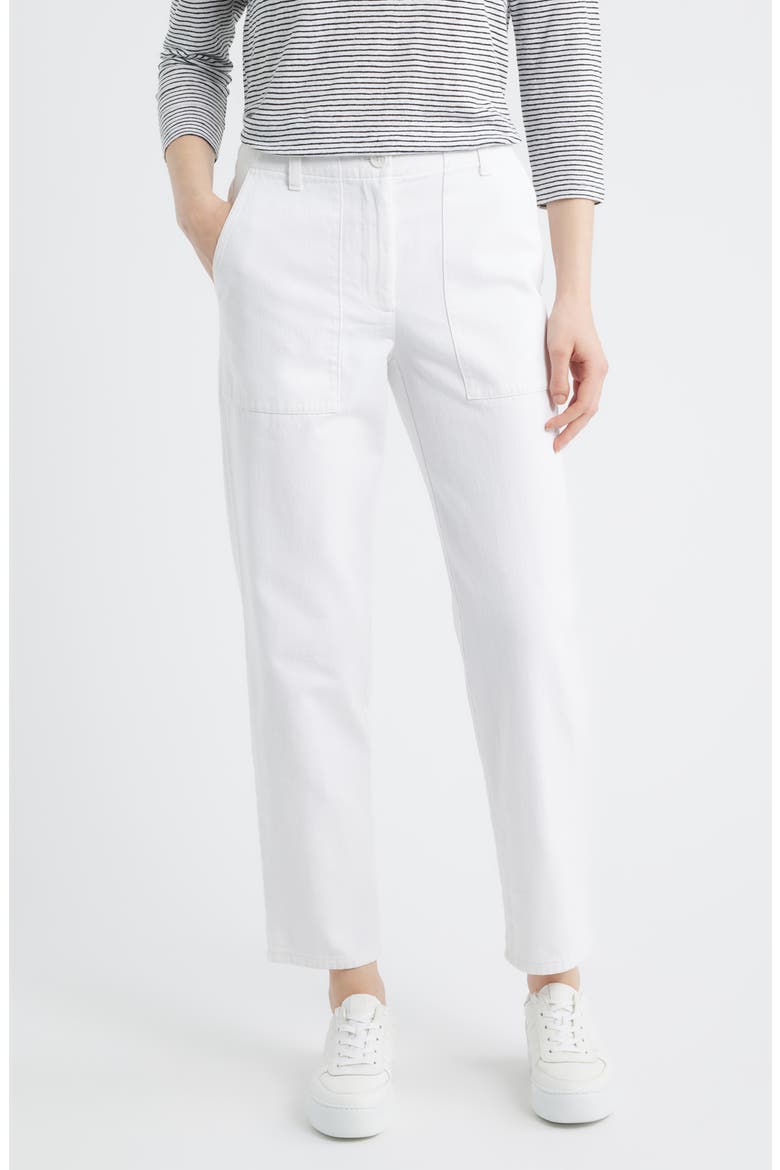 Easy Tapered Organic Cotton Pants, Main, color, WHITE