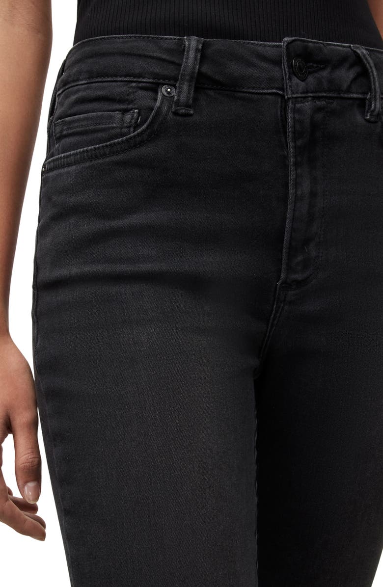 AllSaints Dax Frayed Asymmetric Hem Skinny Jeans, Alternate, color,