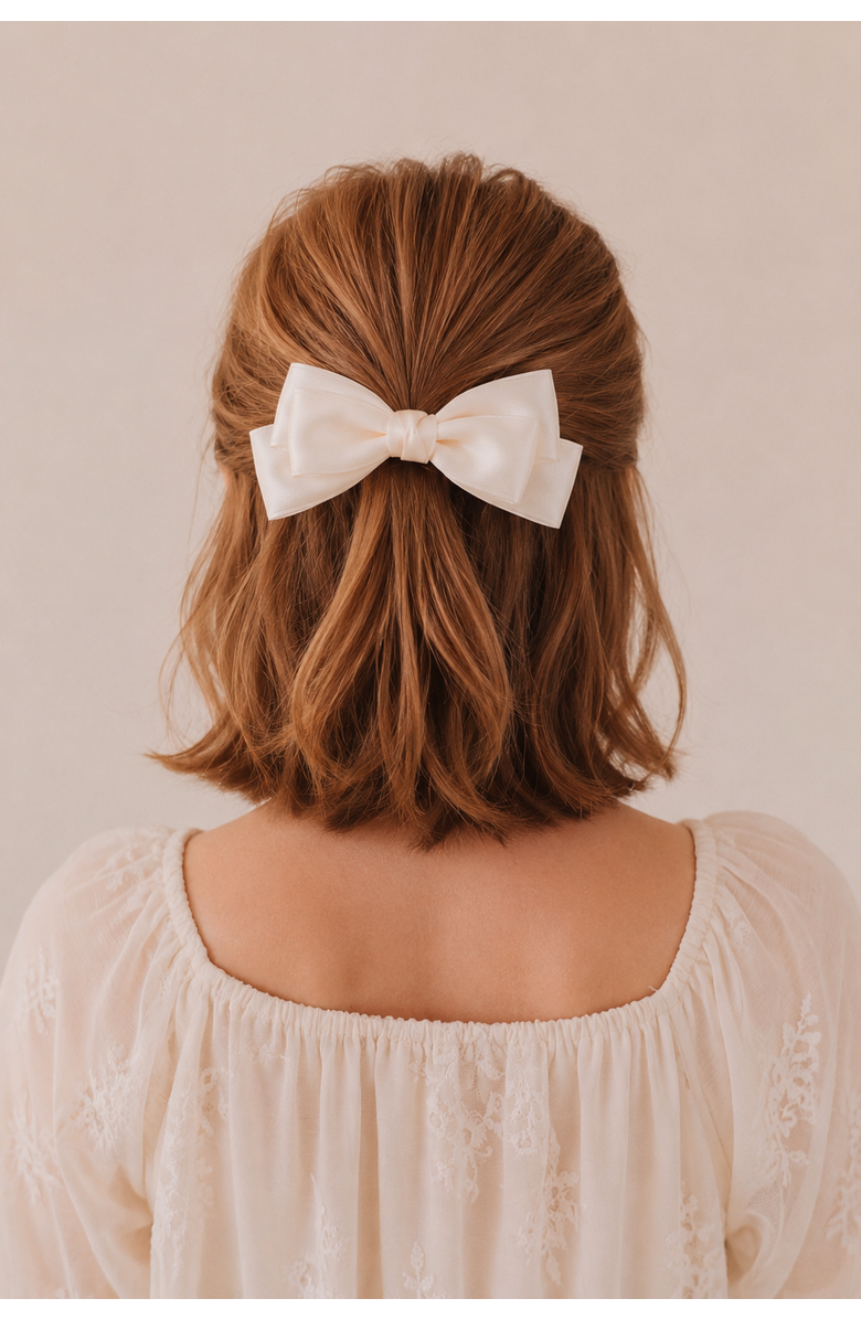 Puttisu Large Double Bow Clip Set, Alternate, color, Navy Blue & Ivory