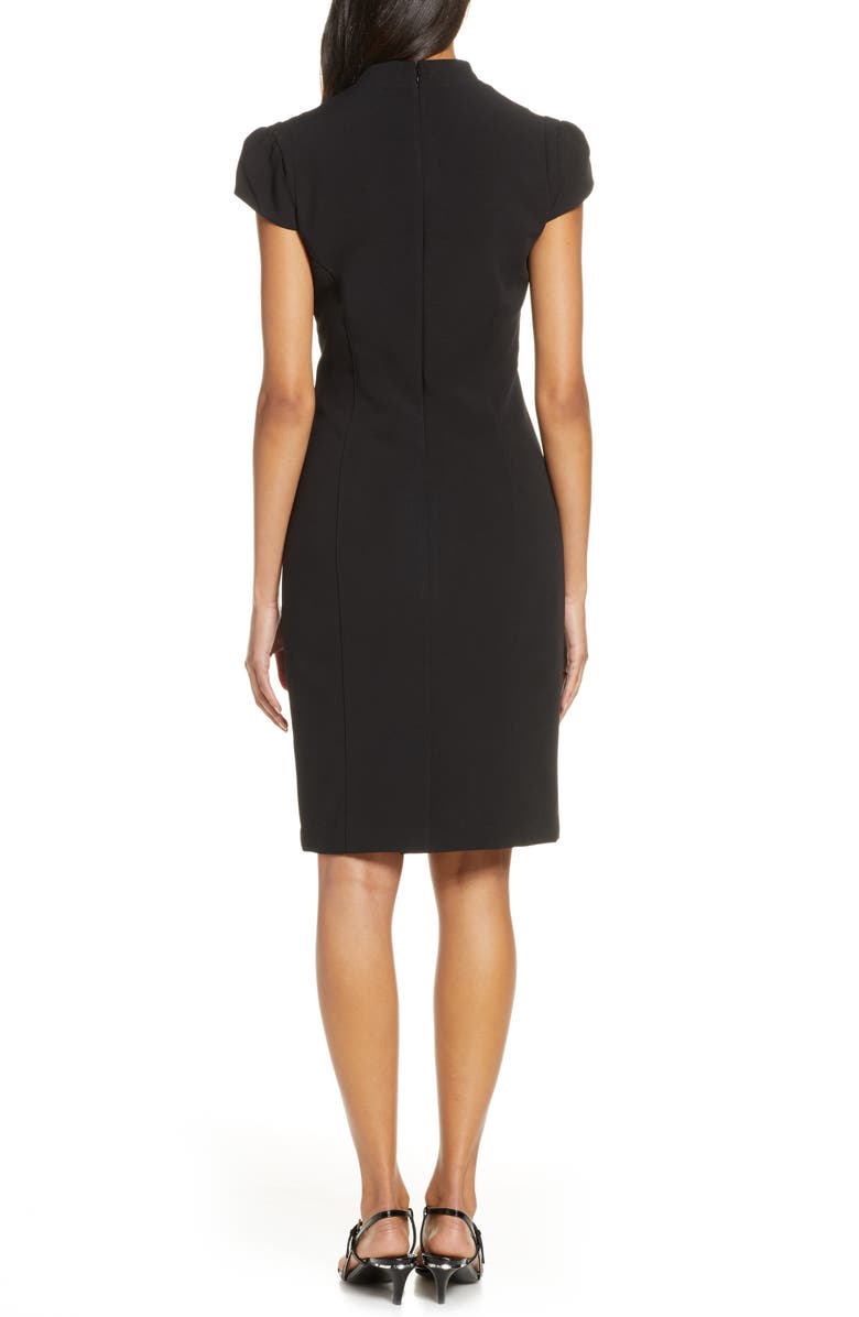 Tahari Star Neck Cap Sleeve Stretch Crepe Sheath Dress, Alternate, color, 